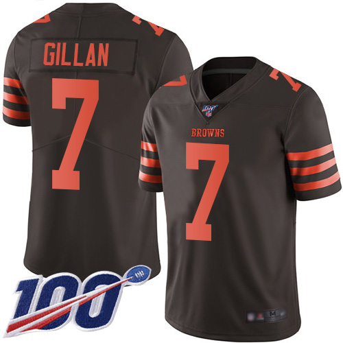 Cleveland Browns Jamie Gillan Men Brown Limited Jersey #7 NFL Football 100th Season Rush Vapor Untouchable->cleveland browns->NFL Jersey
